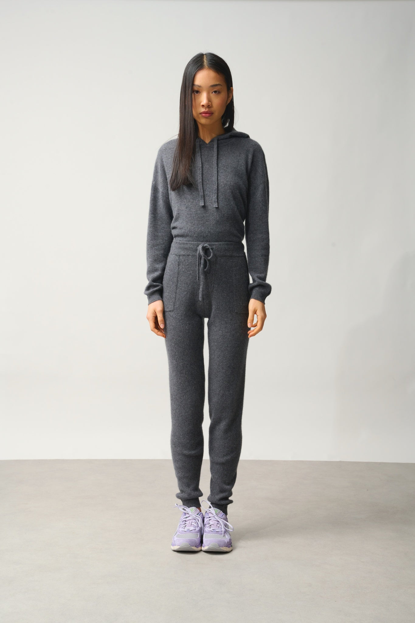 ANIKA anthracite mottled jogging suit 100% cashmere
