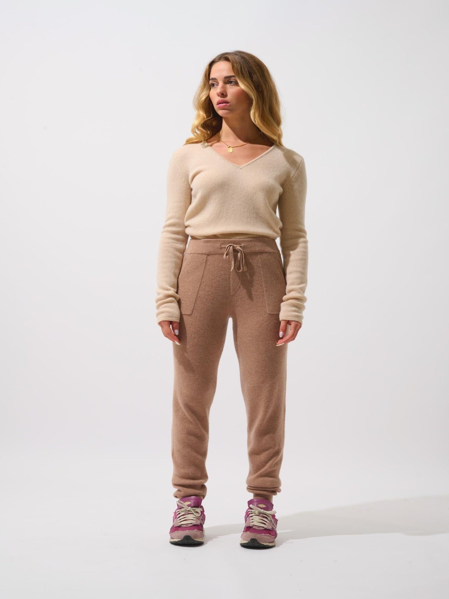 ANIKA jogging camel chiné 100% cachemire