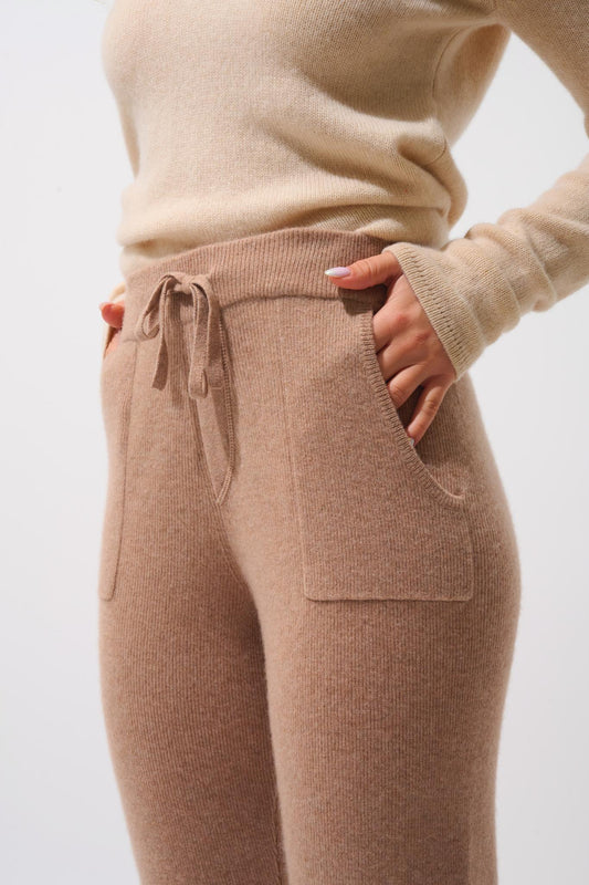 ANIKA camel mottled jogging suit 100% cashmere