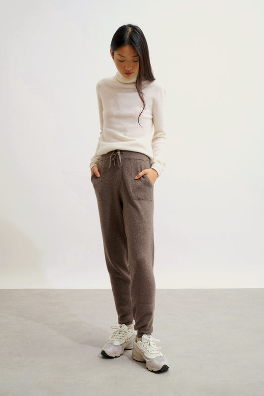 ANIKA jogging taupe chiné 100% cachemire