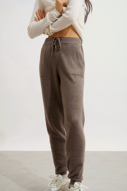 ANIKA jogging taupe chiné 100% cachemire