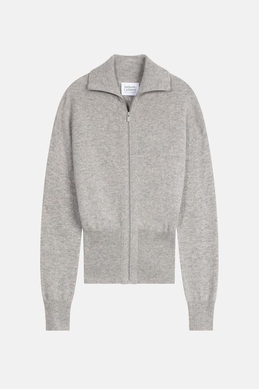 ANNELISE cloud trucker-neck zip cardigan 100% cashmere