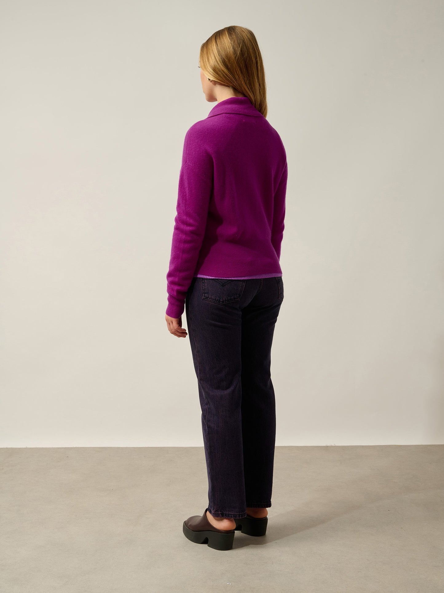 annelise gilet zippé col camionneur violine 100% cachemire