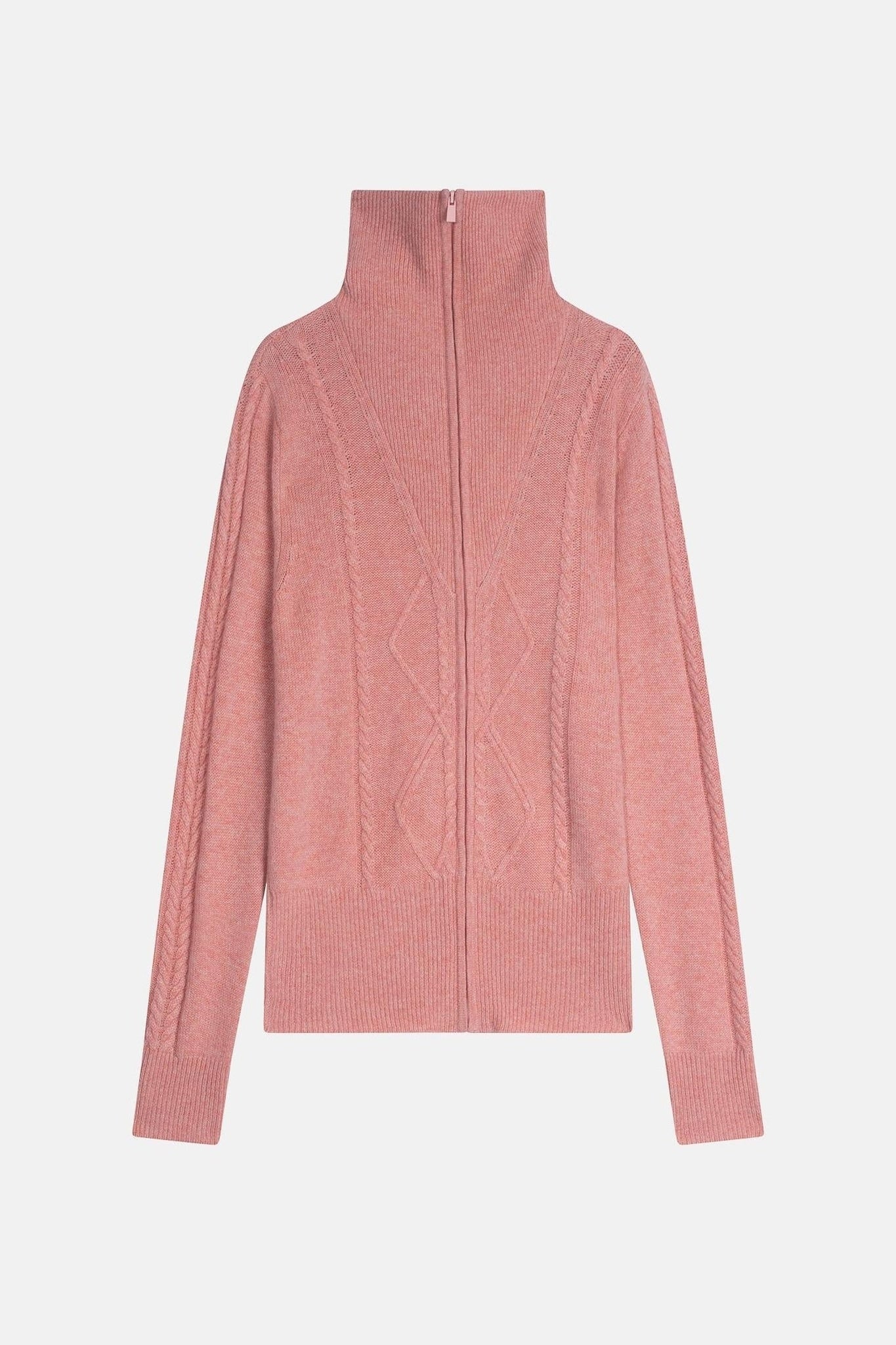 ANTIGO Reißverschlussweste mit Trucker-Kragen, 4-fädig, Korallenmeliert, 100 % Kaschmir