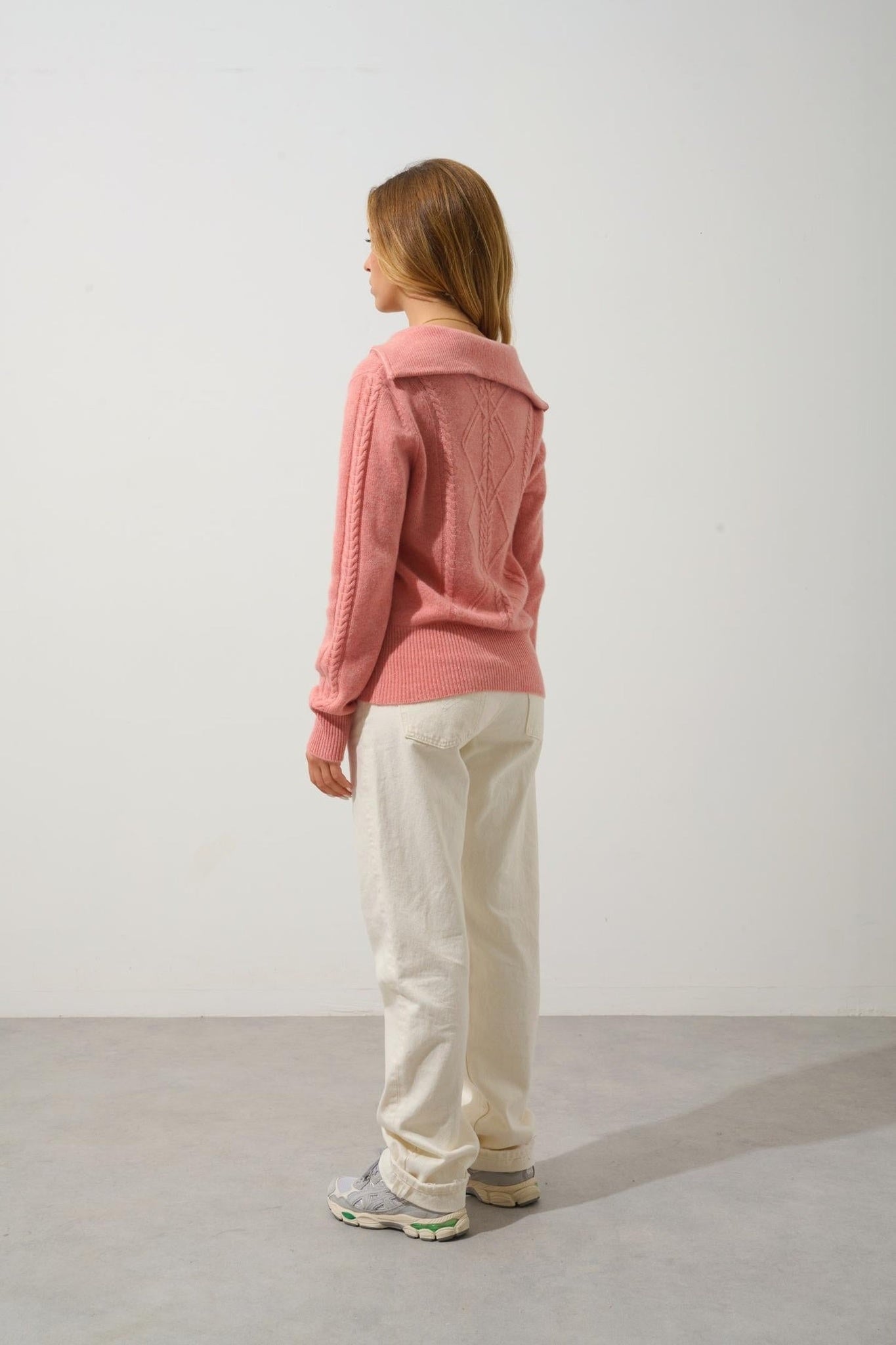 ANTIGO Reißverschlussweste mit Trucker-Kragen, 4-fädig, Korallenmeliert, 100 % Kaschmir