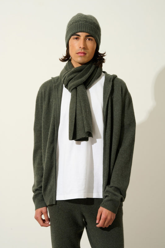 apolline écharpe 4 fils kaki chiné 100% cachemire