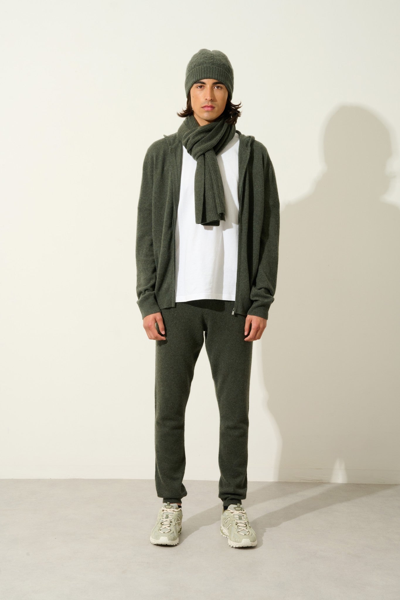 apolline écharpe 4 fils kaki chiné 100% cachemire