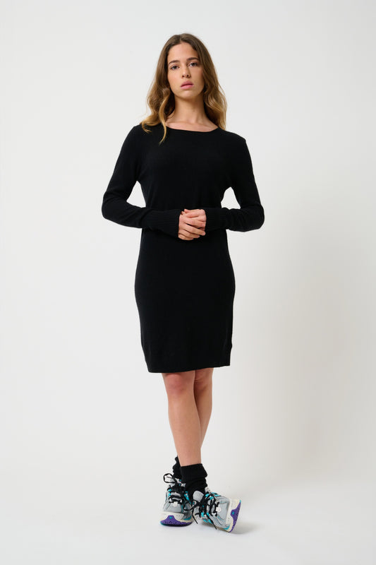 ARMET robe col rond noir 100% cachemire