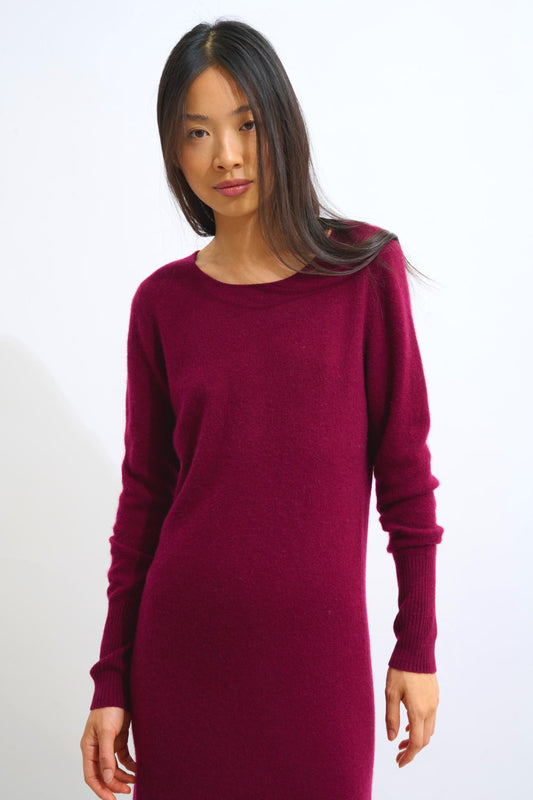 ARMET burgundy round-neck dress 100% cashmere