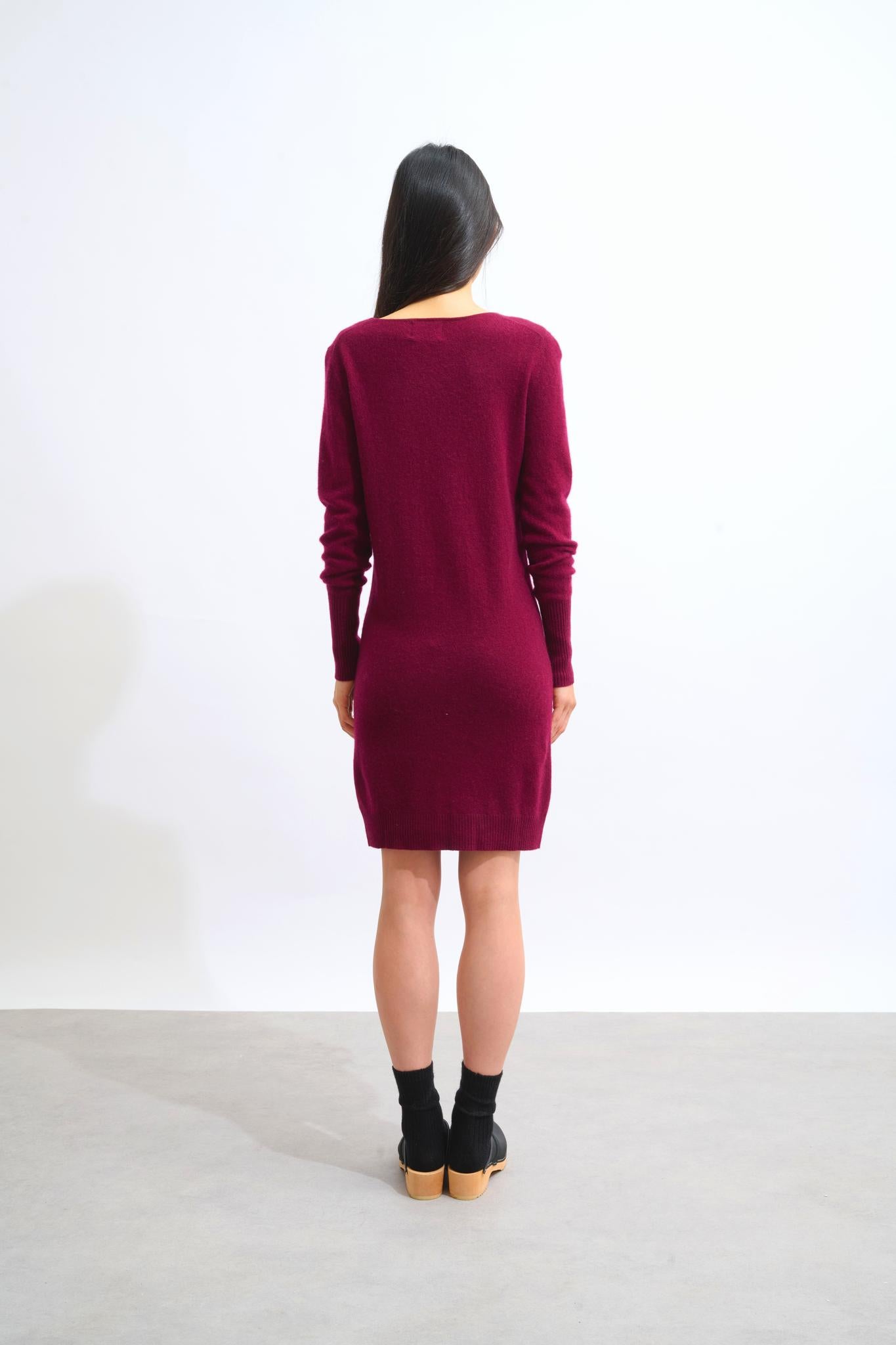 ARMET burgundy round-neck dress 100% cashmere