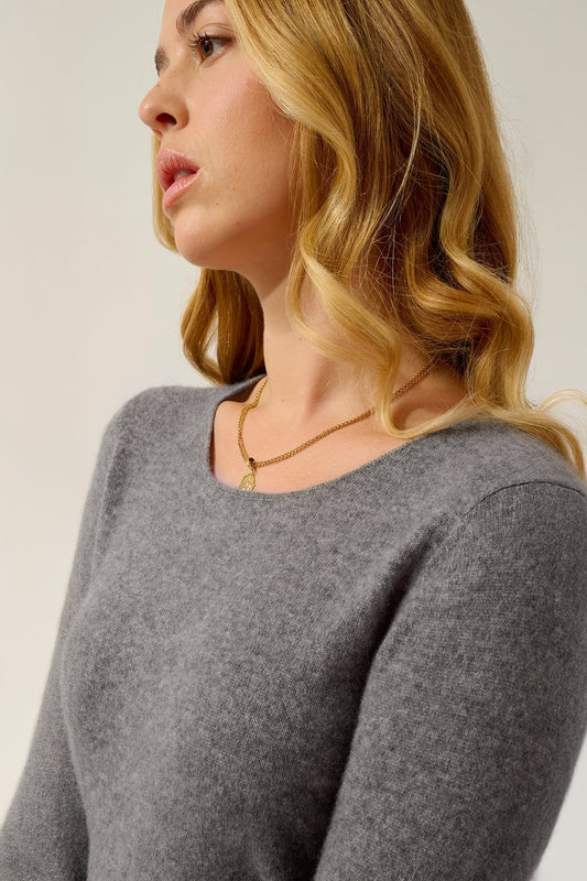 ARMET 100% cashmere mottled flannel round-neck dress