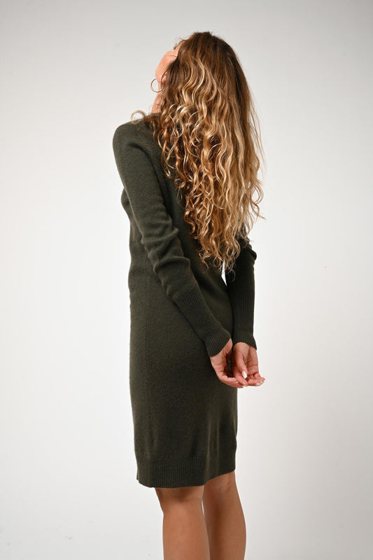 ARMET khaki round-neck dress 100% cashmere