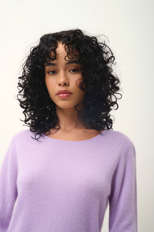 armet robe col rond mauve 100% cachemire