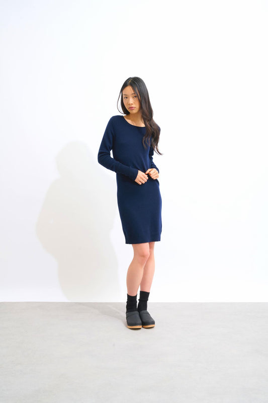 ARMET navy round-neck dress 100% cashmere