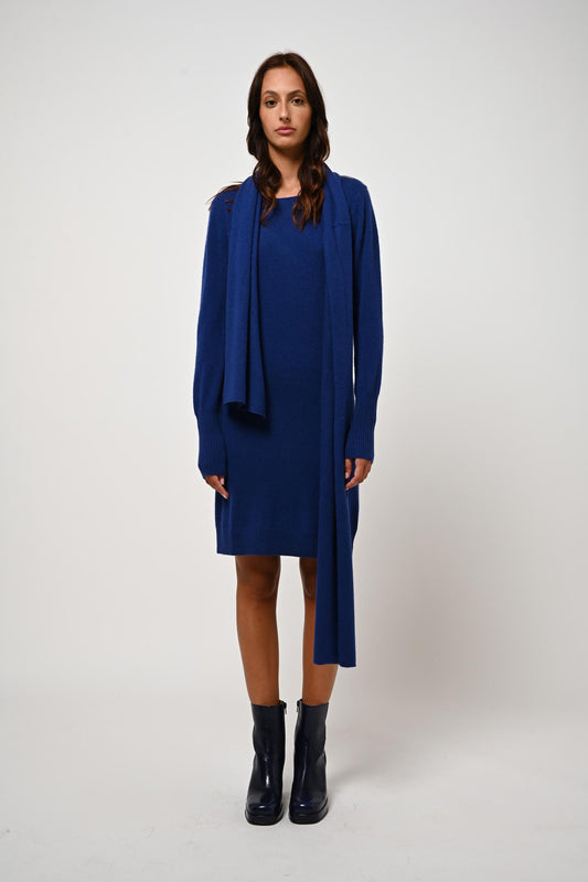 ARMET ultramarine round-neck dress 100% cashmere