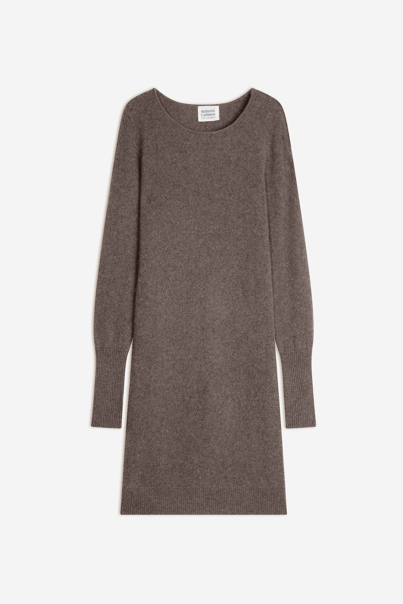 armet robe col rond taupe chiné 100% cachemire