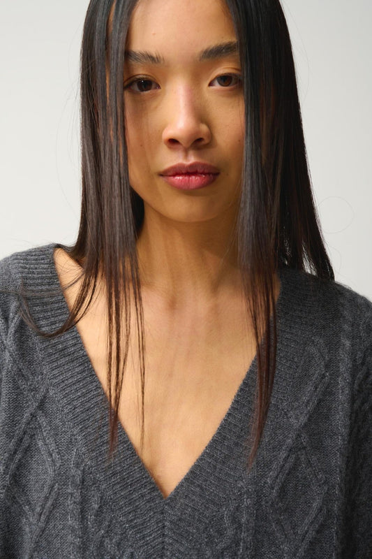 ASLOG sleeveless v-neck sweater 4 threads anthracite mottled 100% cashmere