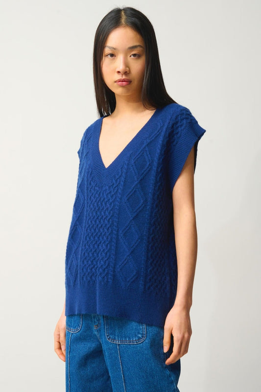 ASLOG 4-thread sleeveless v-neck sweater 100% cashmere