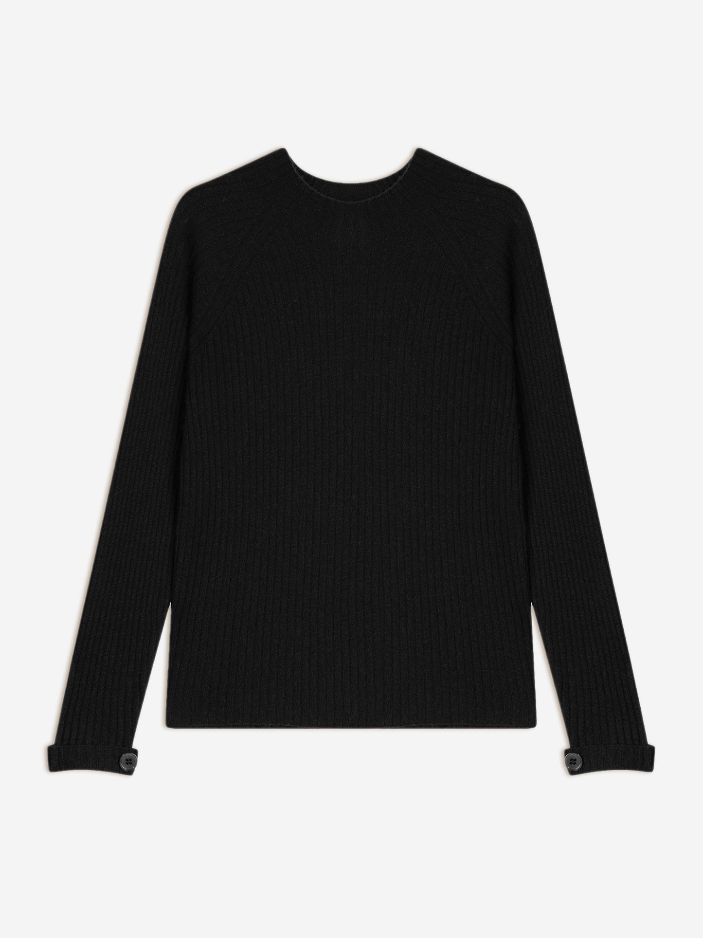 ASSIA pull col montant boutons poignets noir 100% cachemire