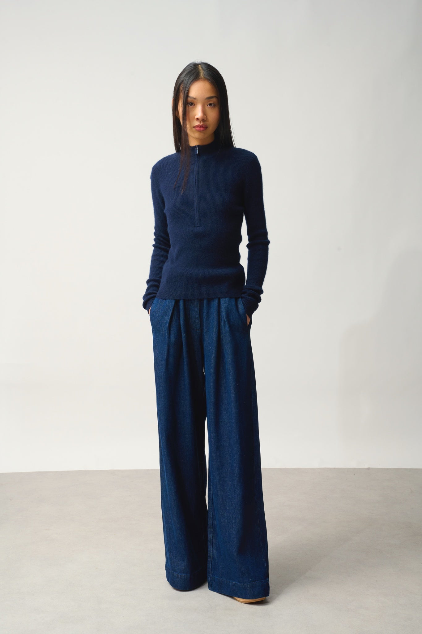 ASTA pull camionneur navy 100% cachemire