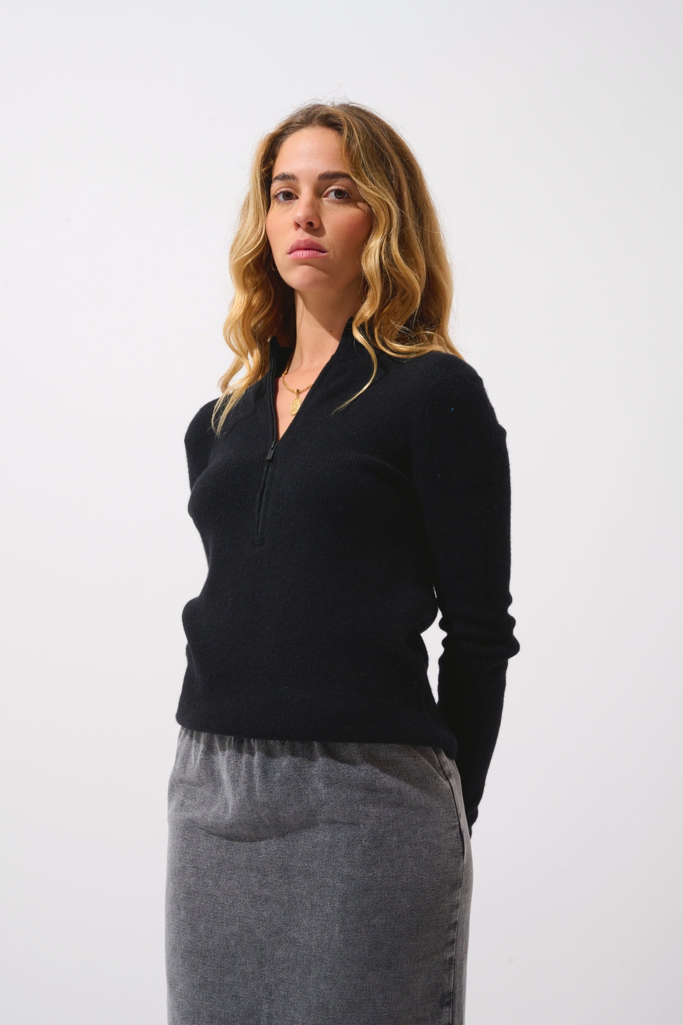 ASTA pull camionneur noir 100% cachemire