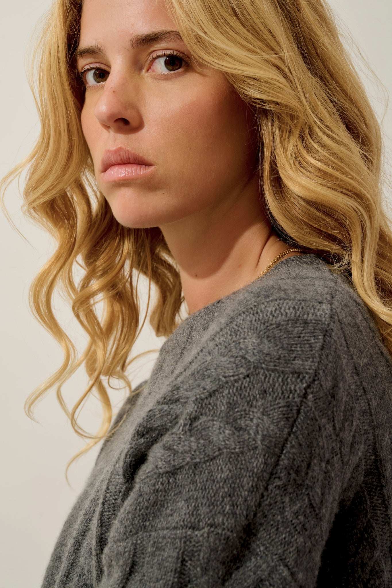 ASTRID pull col rond 6 fils anthracite chiné 100% cachemire