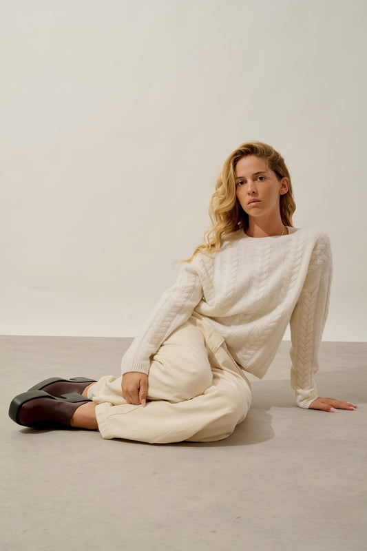 ASTRID pull col rond 6 fils neige 100% cachemire