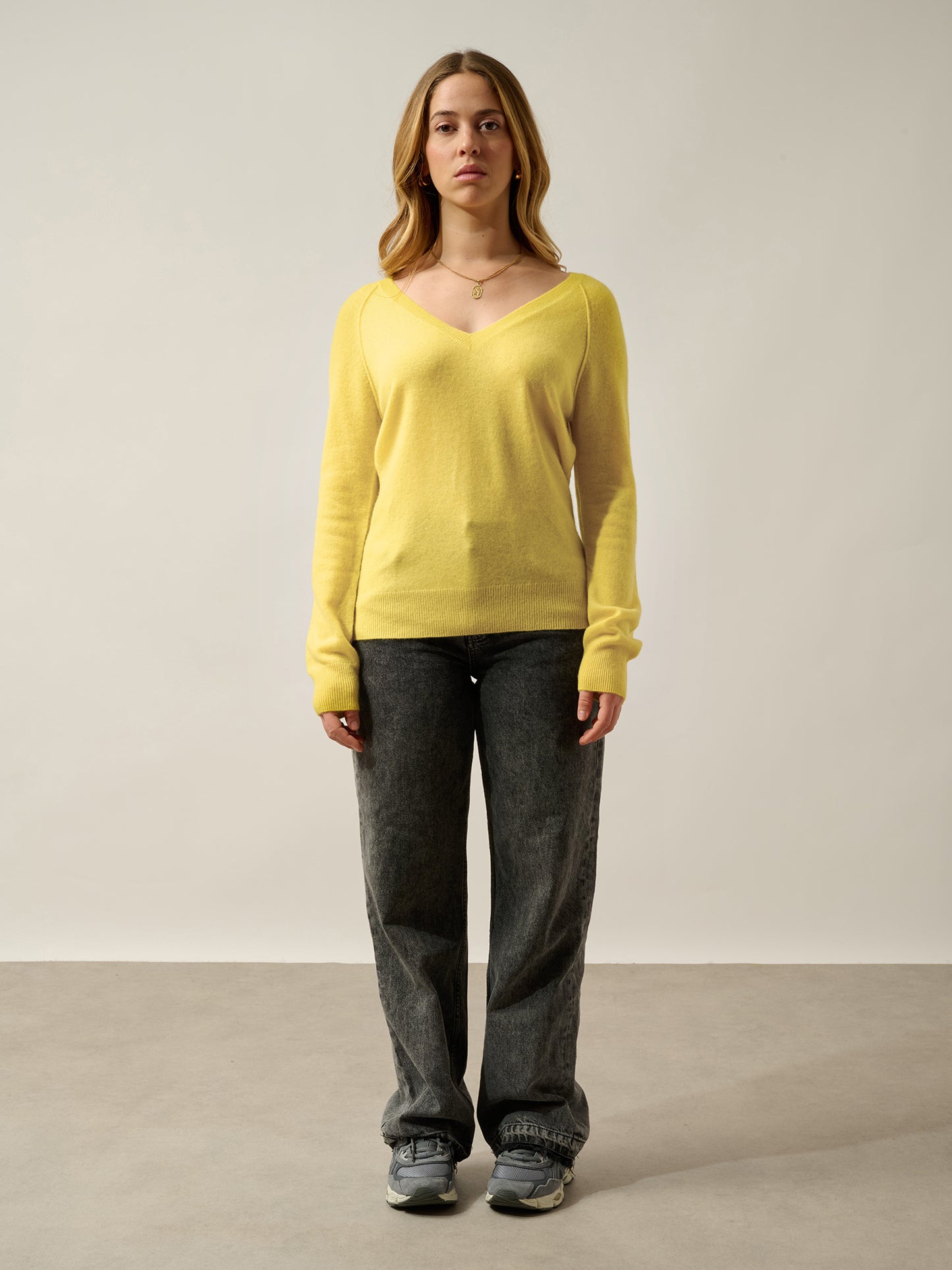 GIUSALET pull col v citron 100% cachemire