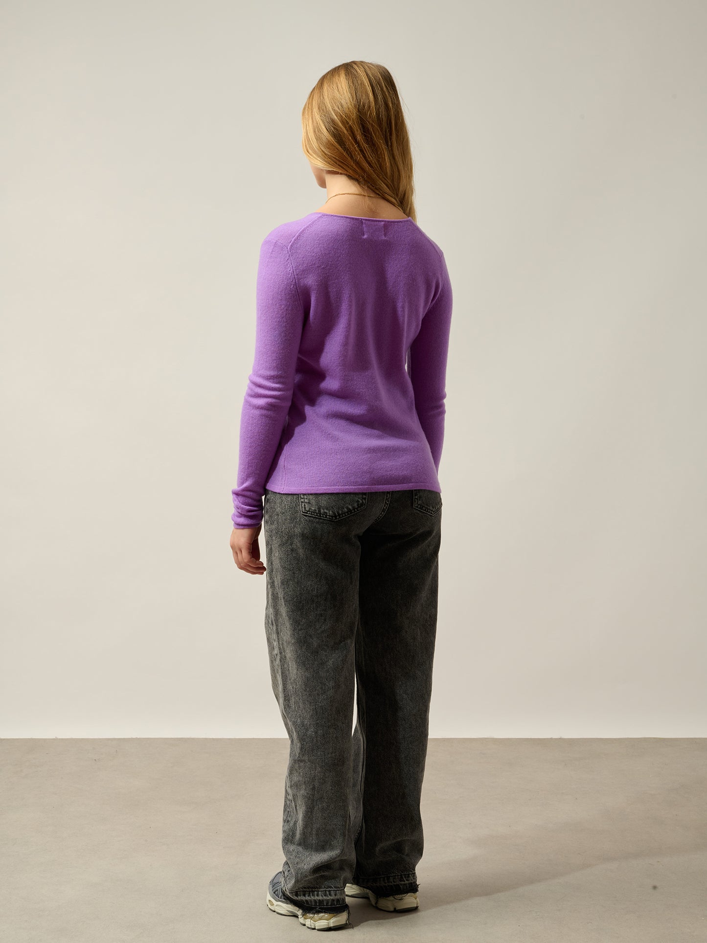 GALISE pull col v lilas 100% cachemire