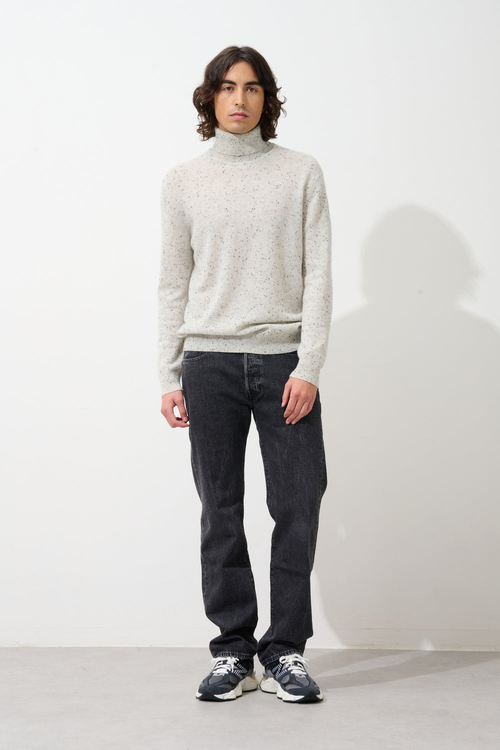 BANGE Rollkragenpullover grau/schwarz 100% Kaschmir