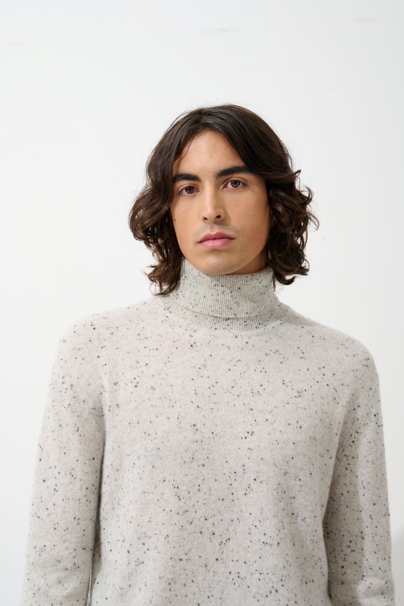 BANGE grey/black turtleneck sweater 100% cashmere