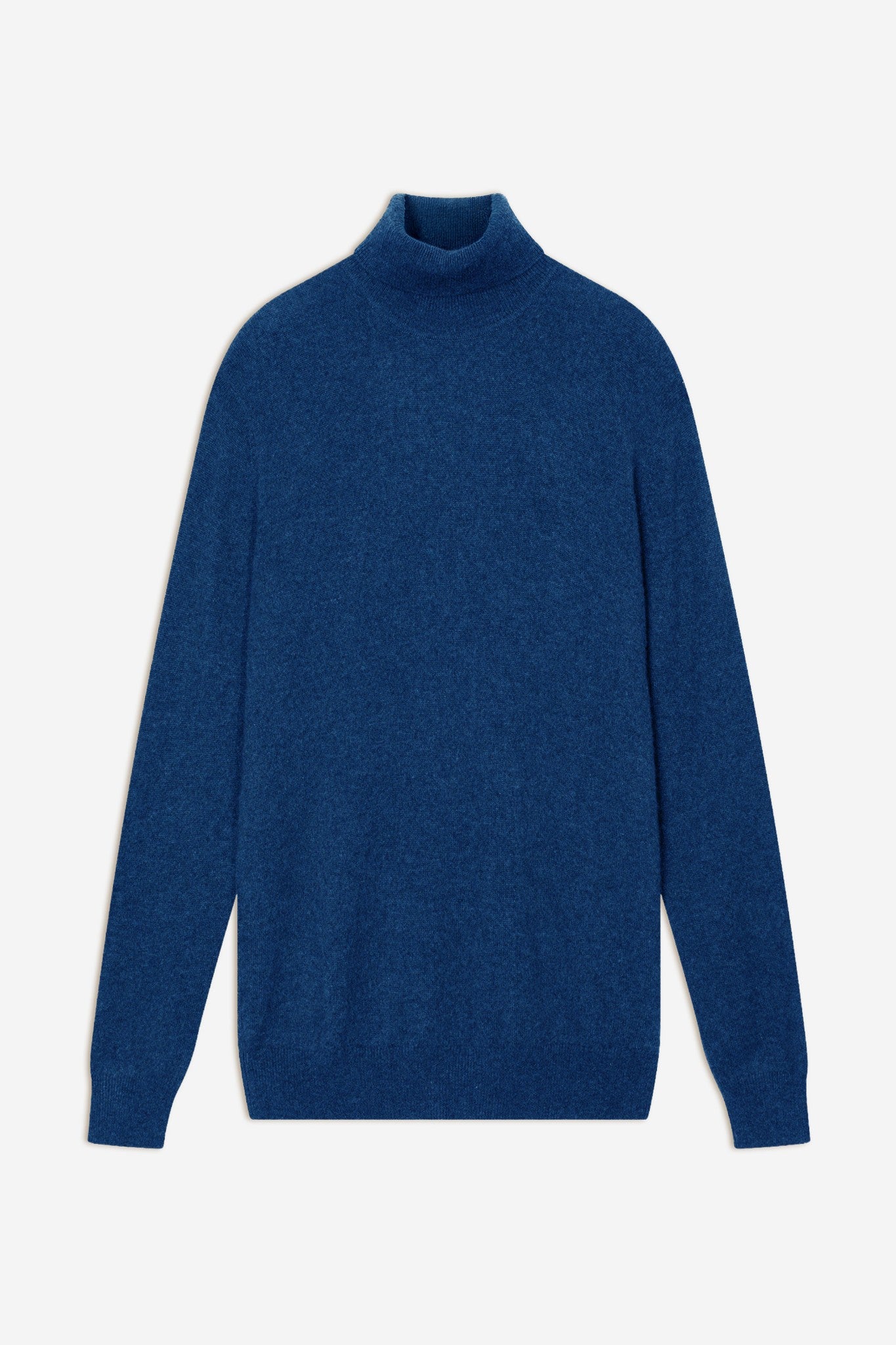 bange pull col roulé bleu chiné 100% cachemire