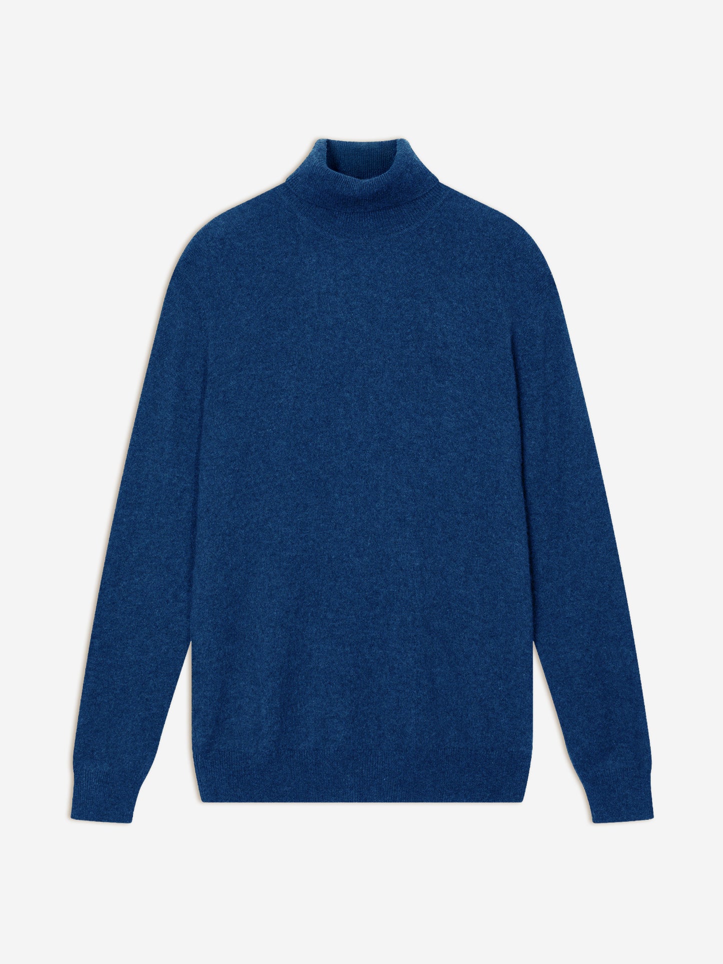 BANGE pull col roulé bleu chiné 100% cachemire