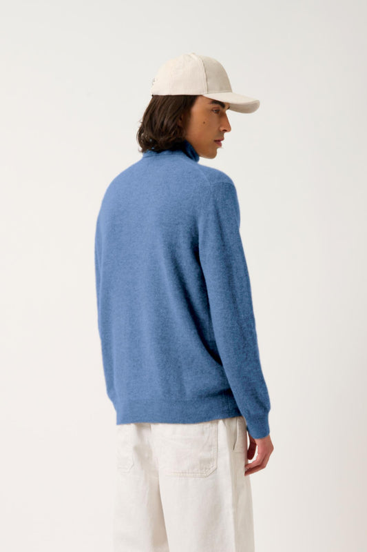 BANGE denim blue turtleneck sweater 100% cashmere