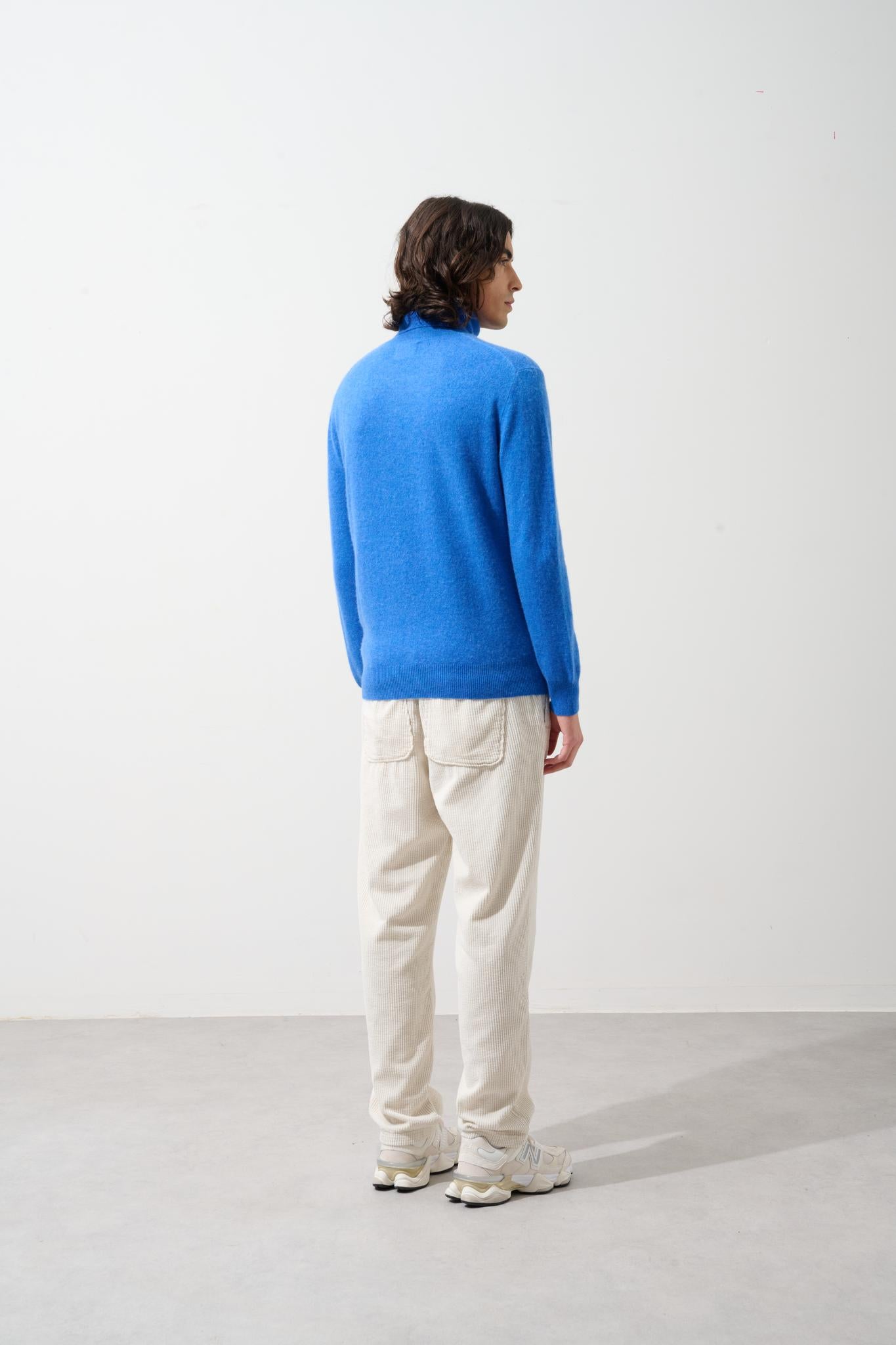 BANGE electric blue turtleneck sweater 100% cashmere