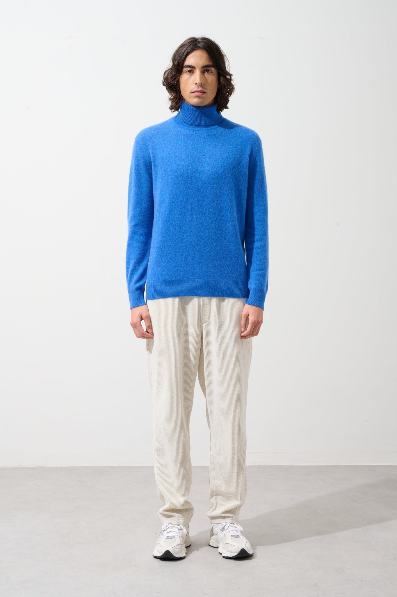 BANGE pull col roulé bleu électrique 100% cachemire