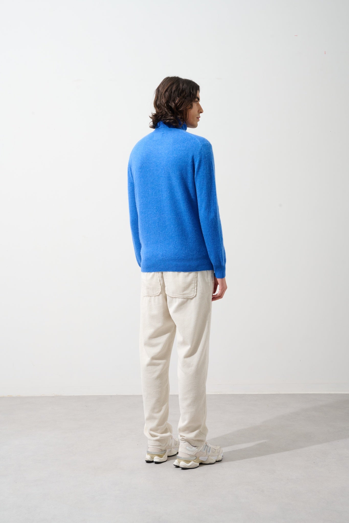 BANGE pull col roulé bleu électrique 100% cachemire