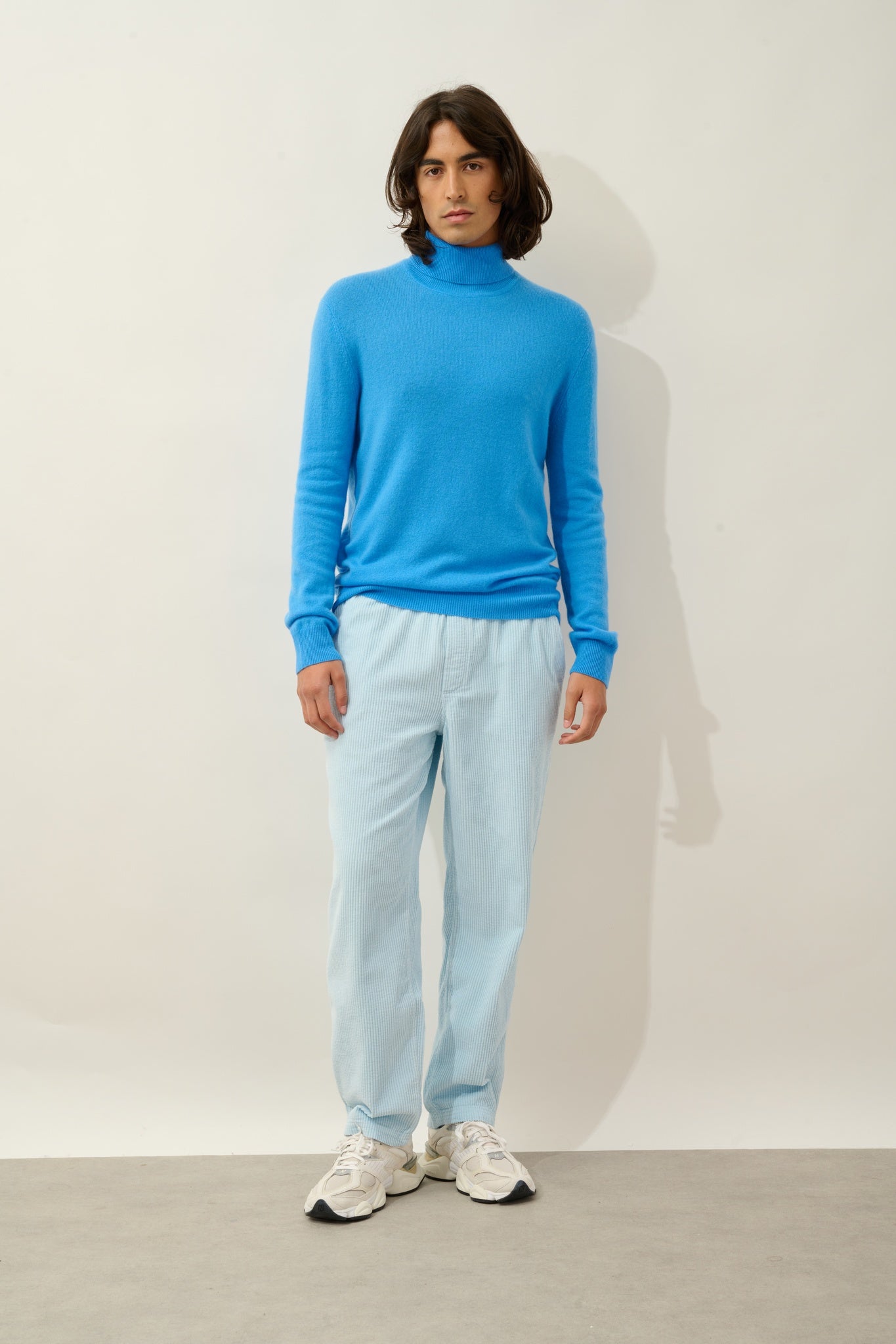 BANGE pull col roulé bleuet 100% cachemire