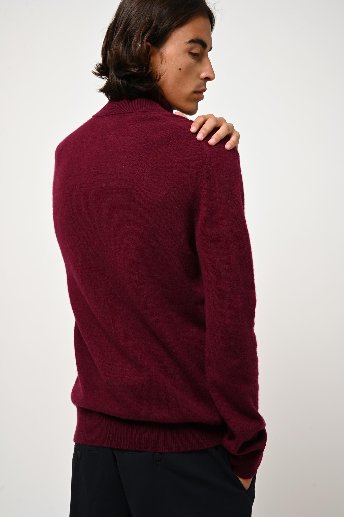 BANGE burgundy turtleneck sweater 100% cashmere