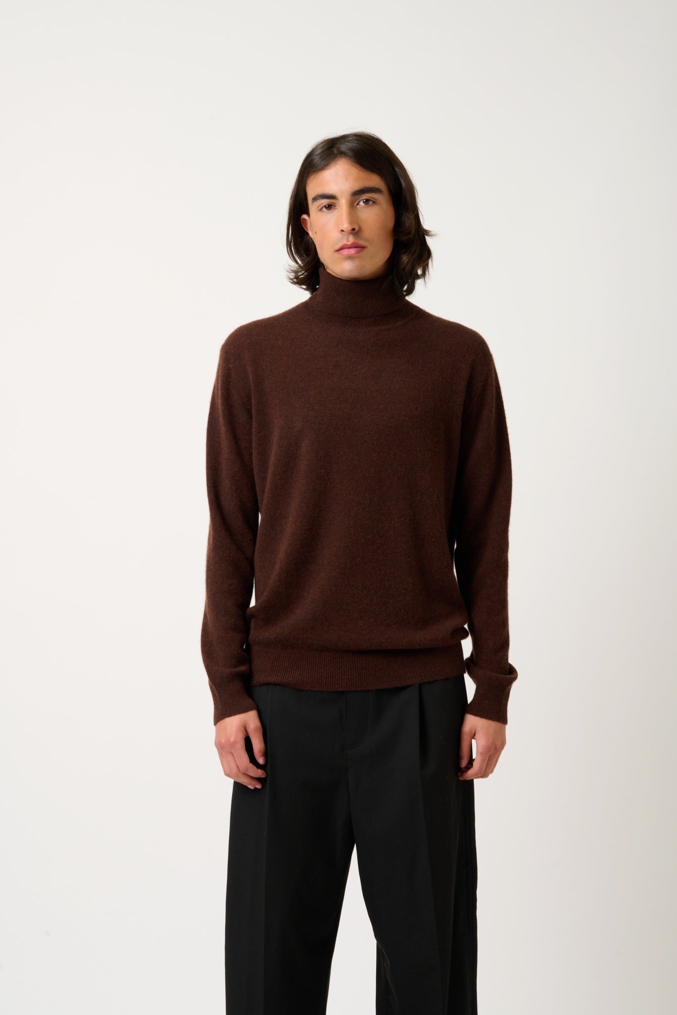 BANGE coffee turtleneck sweater 100% cashmere