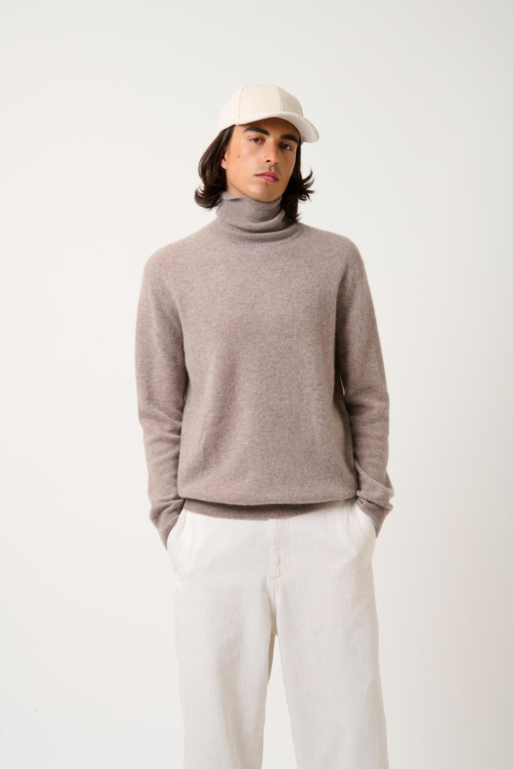 BANGE turtleneck sweater caribou mottled 100% cashmere