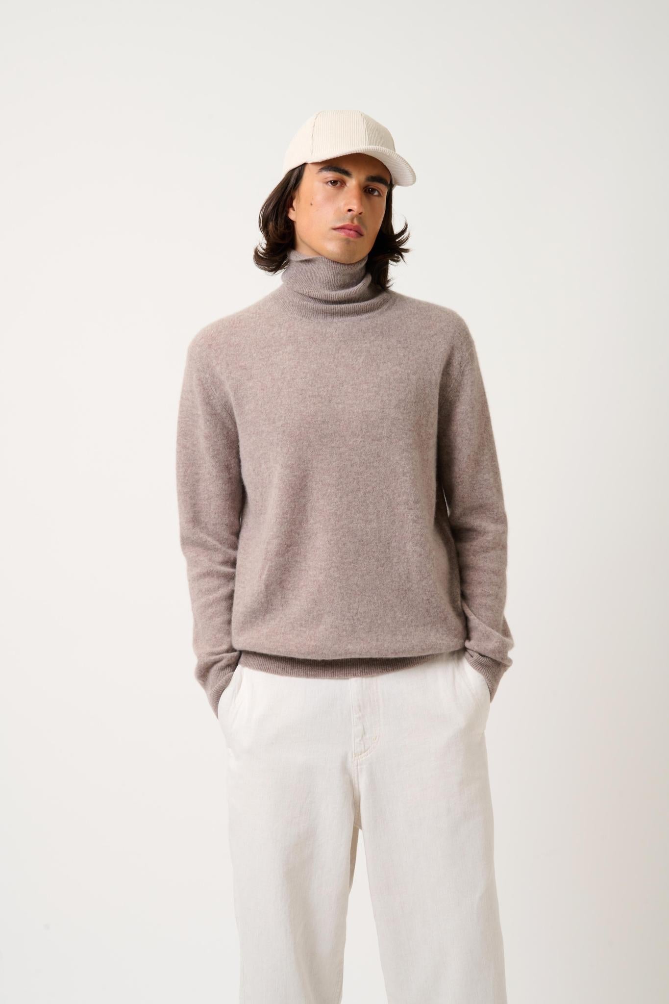 BANGE turtleneck sweater caribou mottled 100% cashmere