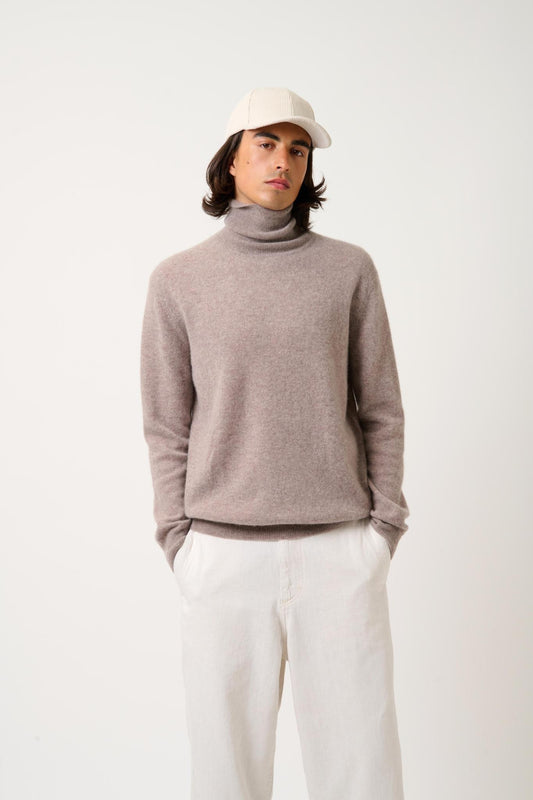 BANGE turtleneck sweater caribou mottled 100% cashmere