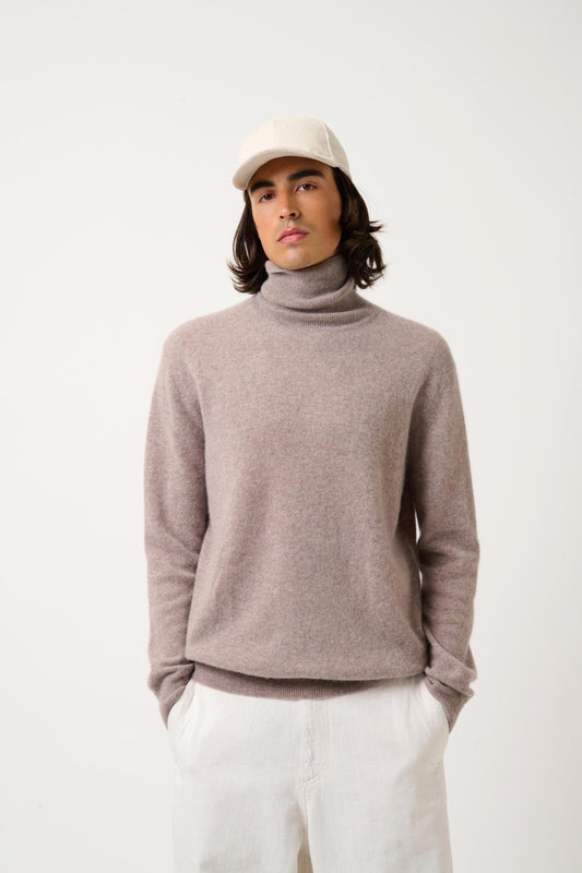 BANGE turtleneck sweater caribou mottled 100% cashmere