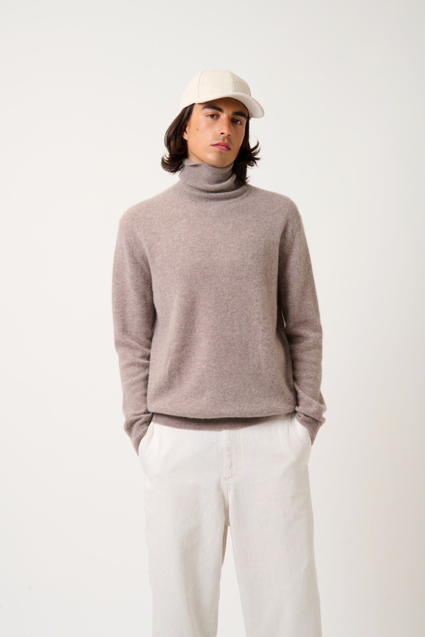 BANGE turtleneck sweater caribou mottled 100% cashmere