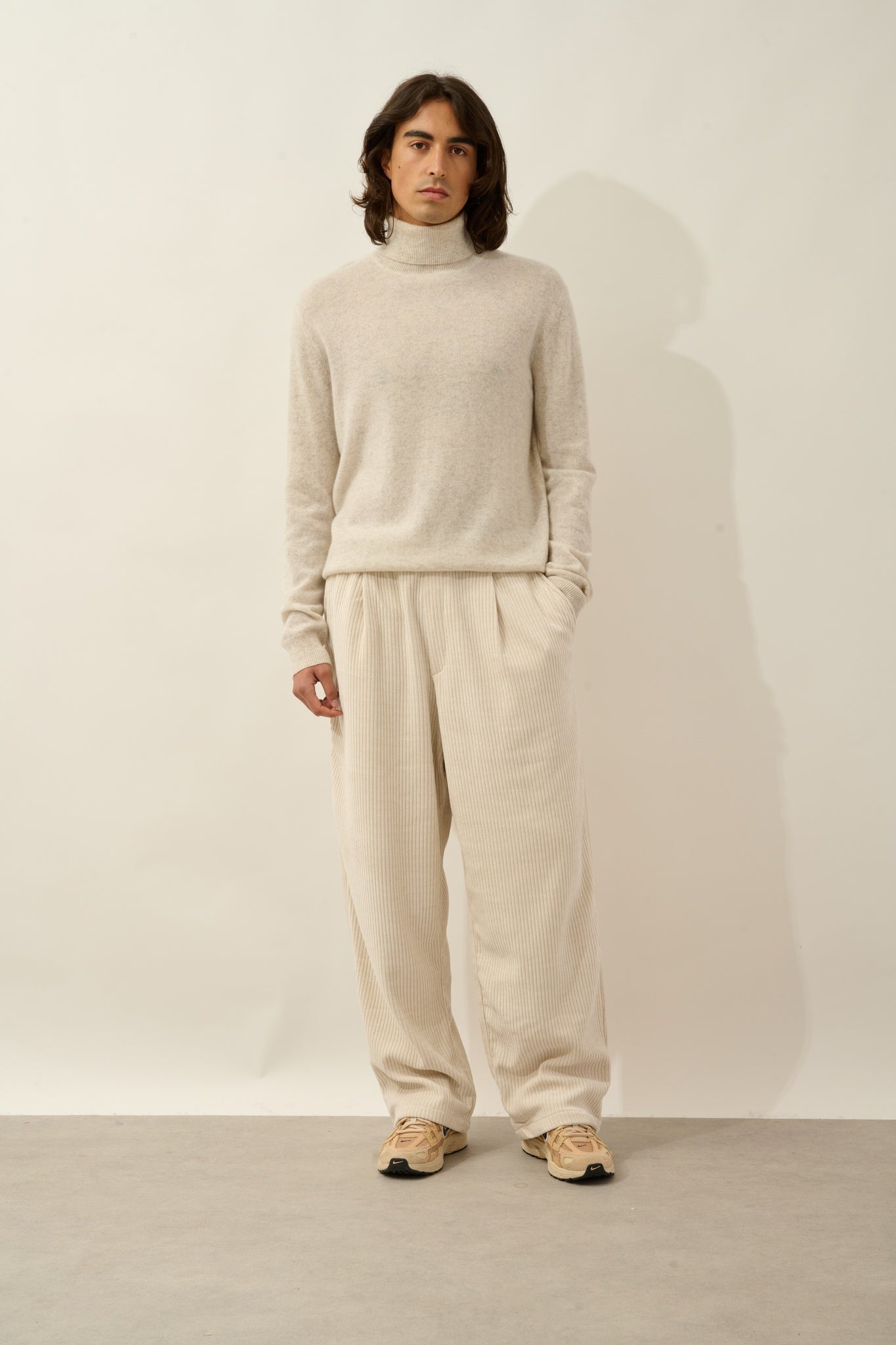 BANGE pull col roulé gris perle chiné 100% cachemire