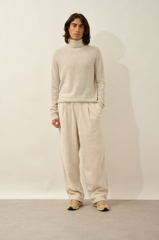 BANGE pull col roulé gris perle chiné 100% cachemire