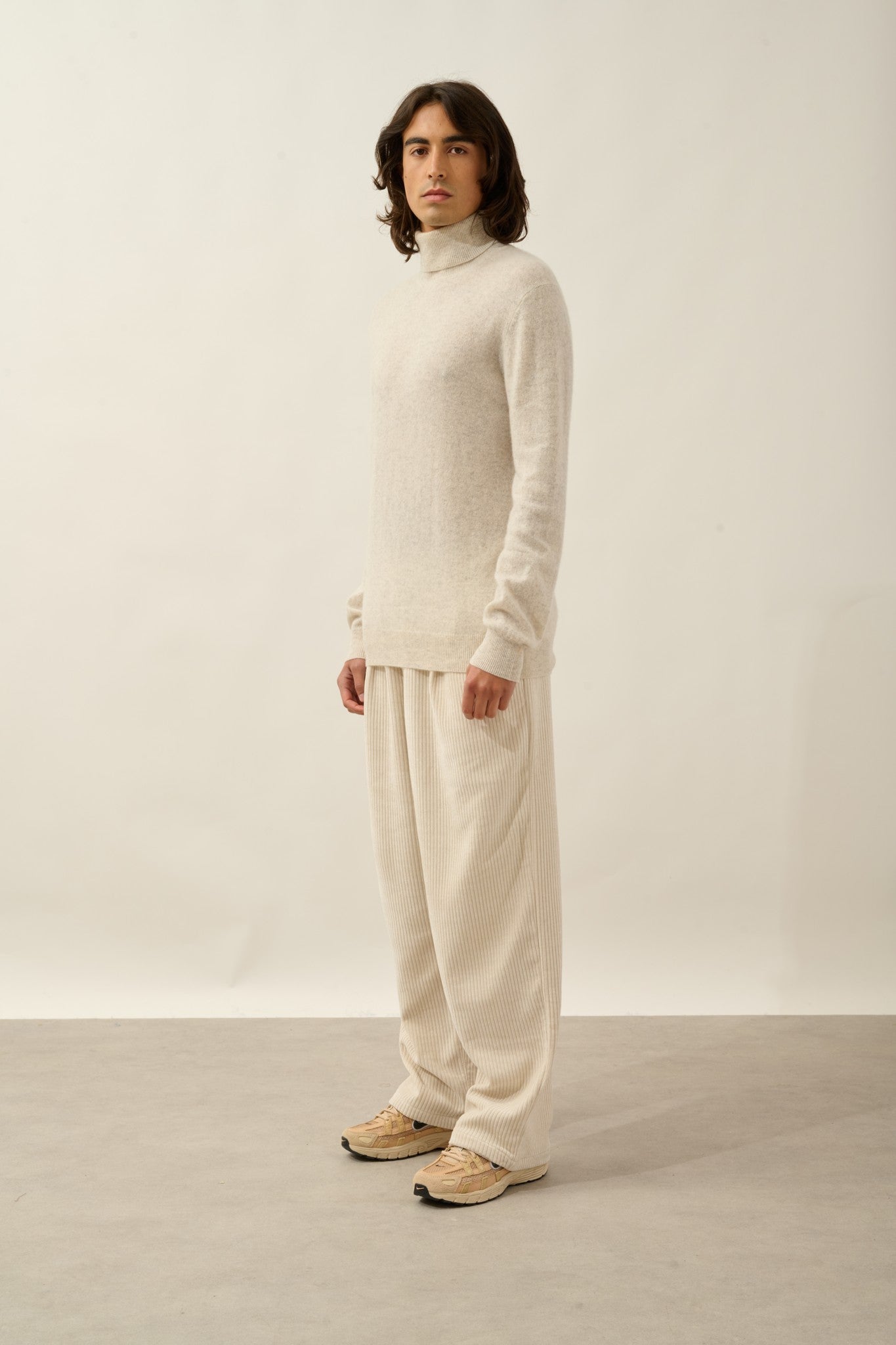 bange pull col roulé gris perle chiné 100% cachemire