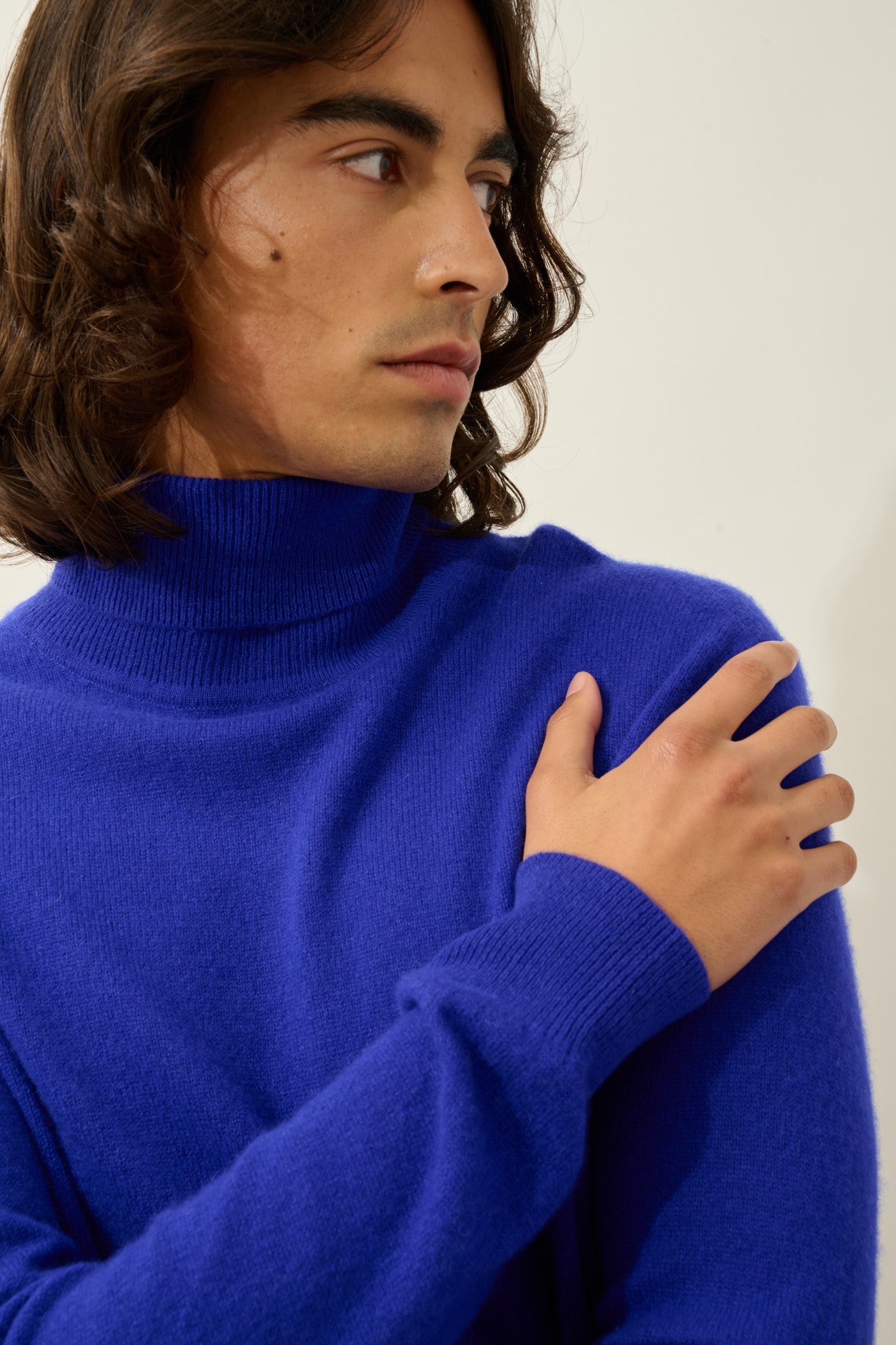 bange pull col roulé indigo 100% cachemire