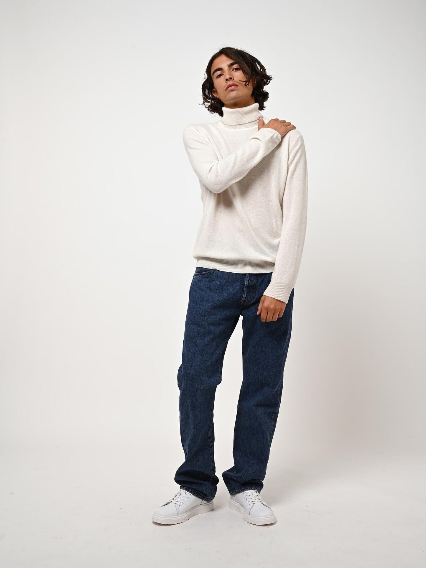 BANGE Rollkragenpullover Elfenbein 100% Kaschmir